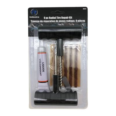 Industro 9 Piece Radial Tire Repair Kit - Tire Repair Set for Car, Motorcycle, Truck, ATV, Tractor, RV, SUV, Jeep and more