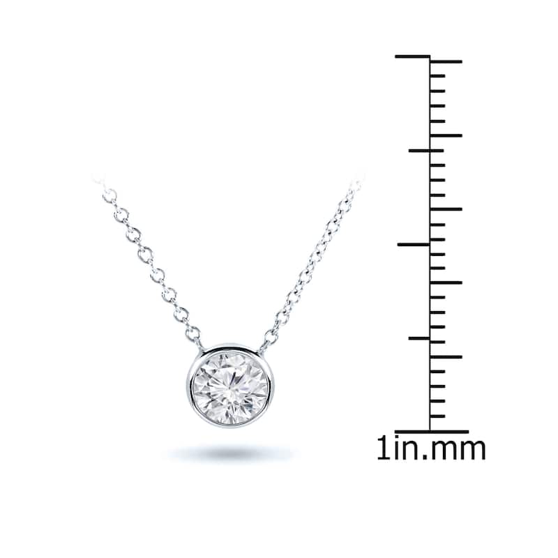 Auriya 14k Gold Round cut Certified 1ctw Solitaire Diamond Necklace (G-H, SI2-I1)