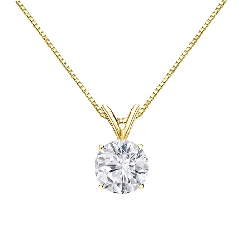 Auriya Round Certified 1ct TW Solitaire Diamond Necklace 14K Gold (G-H, SI2-I1) - White