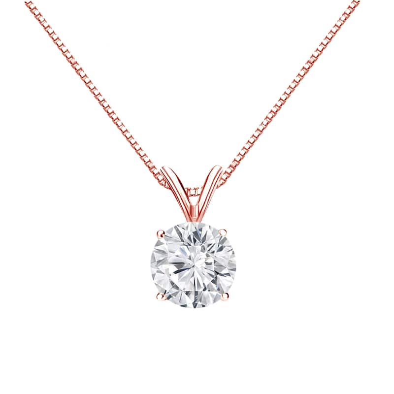 Auriya Round Certified 1ct TW Solitaire Diamond Necklace 14K Gold (G-H, SI2-I1)
