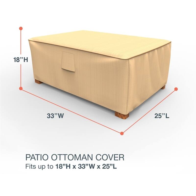 Budge Sedona Tan Outdoor Ottoman Cover 18 in H x 33 in W x 25 in L - Small - 18"H x 33"W x 25"L