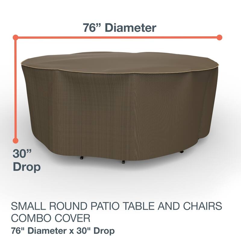 Budge StormBlock™ Hillside Black and Tan Round Patio Table and Chairs Combo Cover Multiple Sizes - Small - 76" Diameter x 30" Drop