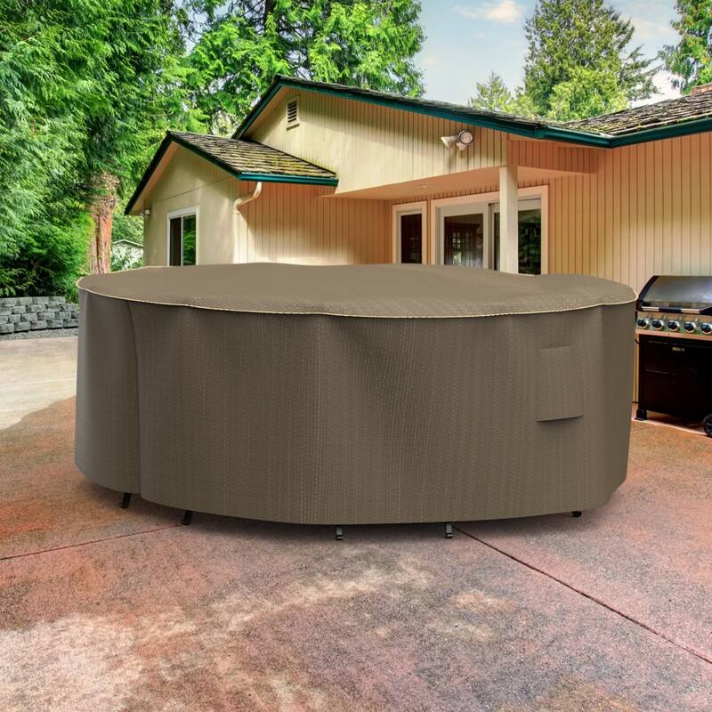 Budge StormBlock™ Hillside Black and Tan Round Patio Table and Chairs Combo Cover Multiple Sizes