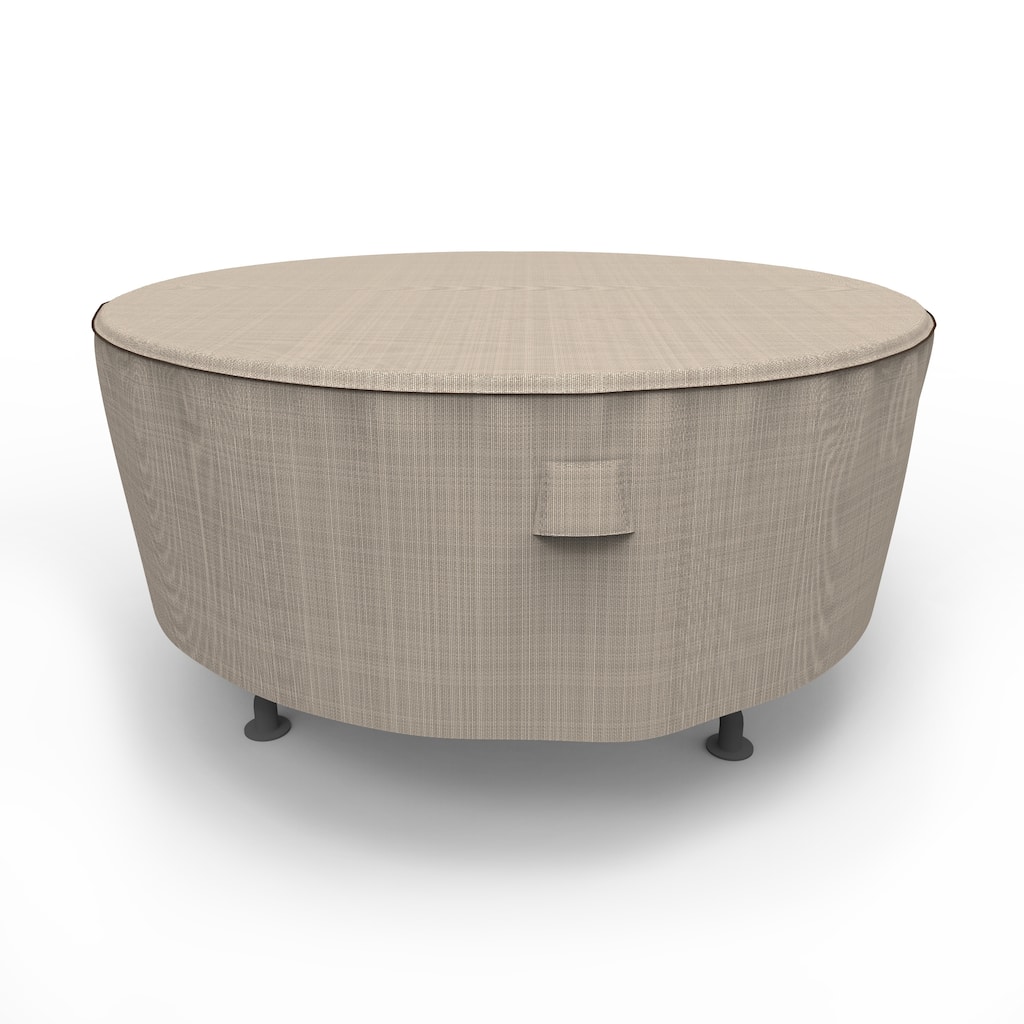 Budge Waterproof Outdoor Round Patio Table Cover, English Garden, Tan Tweed, Multiple Sizes