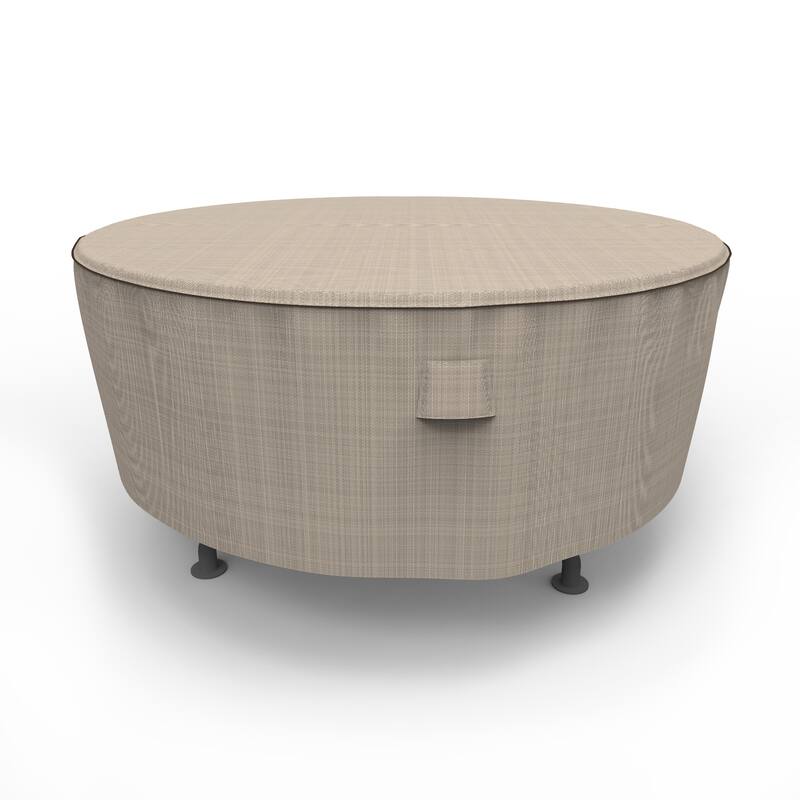 Budge Waterproof Outdoor Round Patio Table Cover, English Garden, Tan Tweed, Multiple Sizes