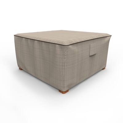 Budge Waterproof Outdoor Square Patio Table Cover, / Ottoman Cover, English Garden, Tan Tweed, Multiple Sizes