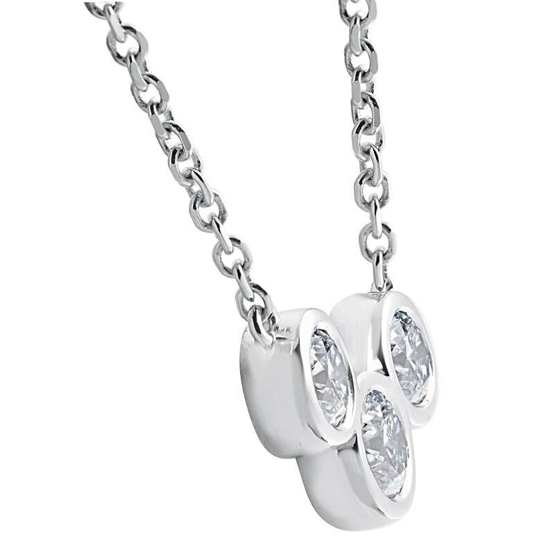 1 3/4ct Diamond 3 Stone Bezel Pendant White Gold 18" Lobster Clasp Lab Grown