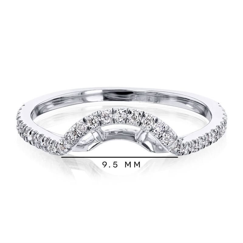 Annello by Kobelli 14k White Gold 1/5ct TDW Curved Diamond Wedding Ring (GH, I1-I2)