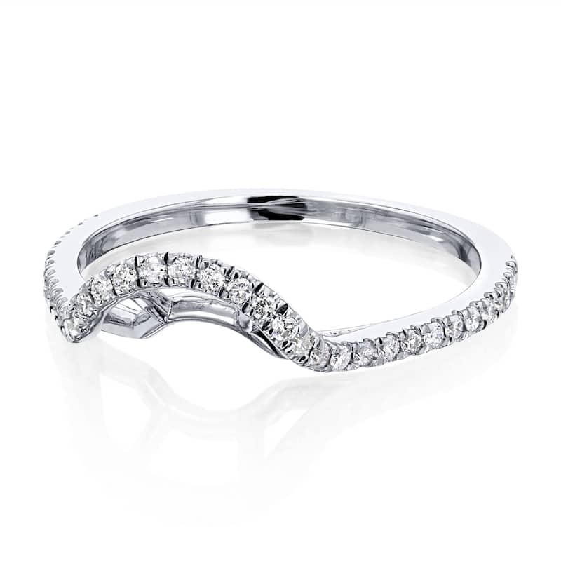 Annello by Kobelli 14k White Gold 1/5ct TDW Curved Diamond Wedding Ring (GH, I1-I2)