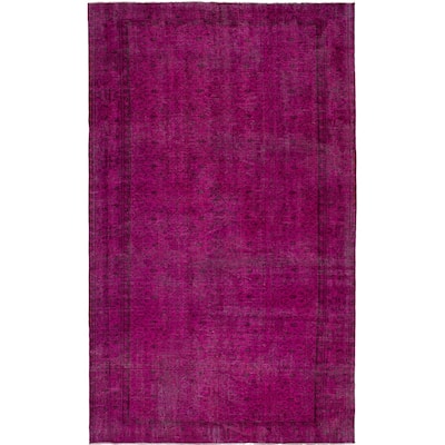 Hand-knotted Color Transition Pink Wool Rug - 5'9" x 9'8"