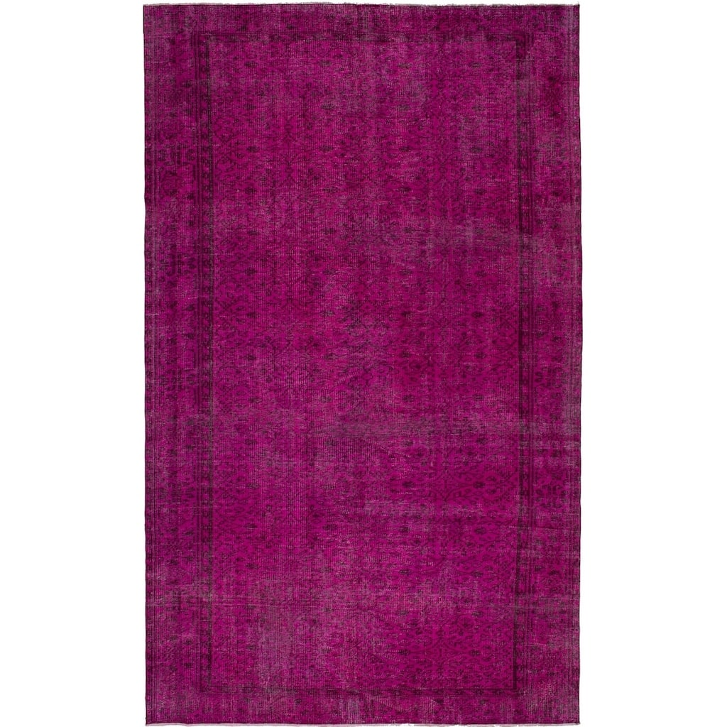 Hand-knotted Color Transition Pink Wool Rug - 5'9" x 9'8"