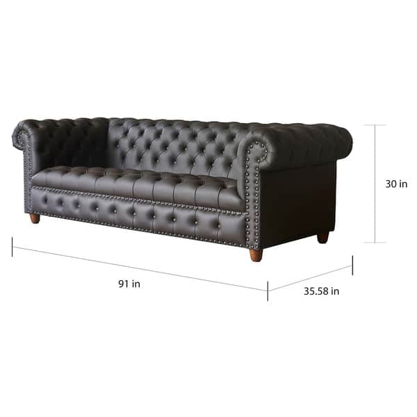 Copper Grove Oxford Chesterfield Espresso Leather Sofa Bed Bath