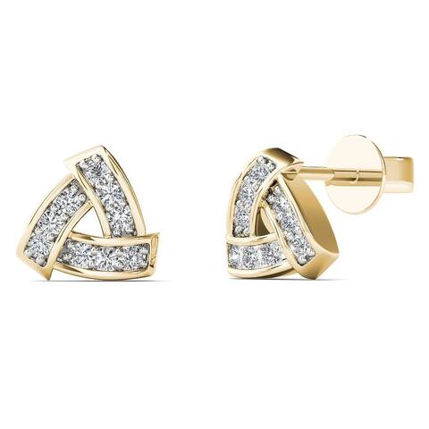 AALILLY 10K Yellow Gold 1/10ct TDW Diamond Triangle Stud Earrings (H-I, I1-I2)