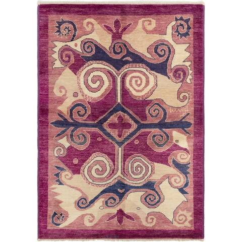 Hand-knotted Shalimar Purple Wool Rug
