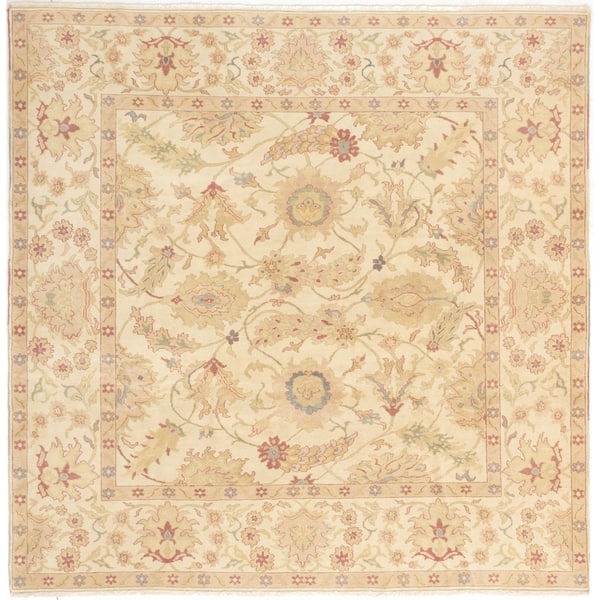 slide 1 of 4, Hand-knotted Authentic Ushak Cream Wool Rug