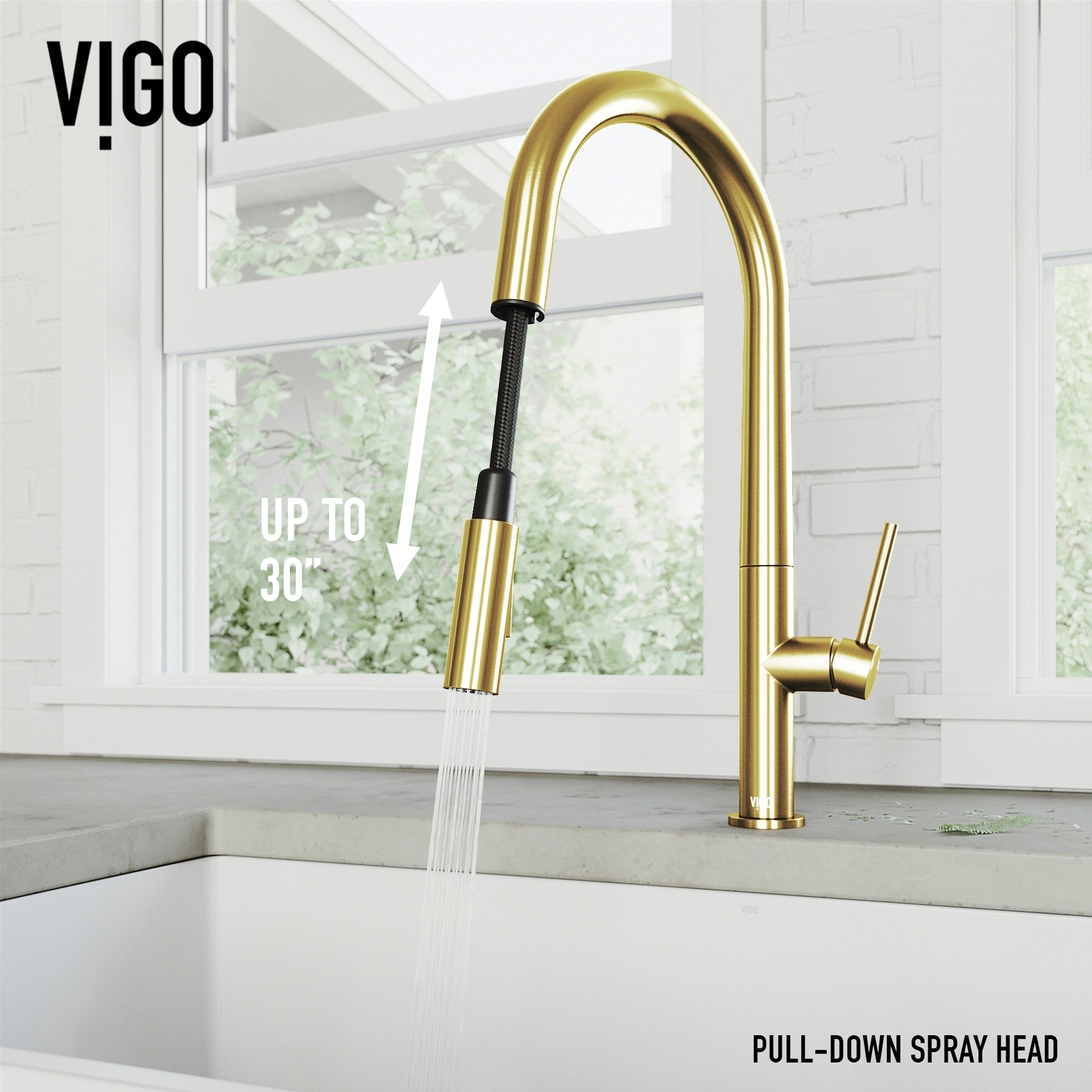 Single Hole Single Handle Greenwich Pull Down Spray Kitchen Faucet In Matte Brushed Gold Overstock 30237164