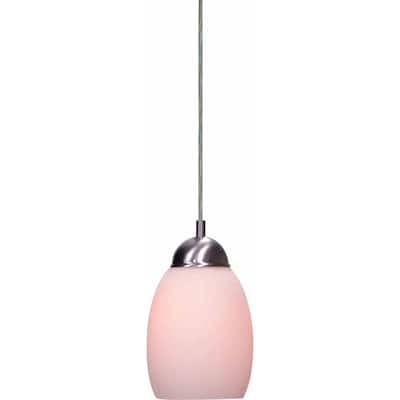 Volume Lighting 1-light mini-pendant features a brushed nickel finish