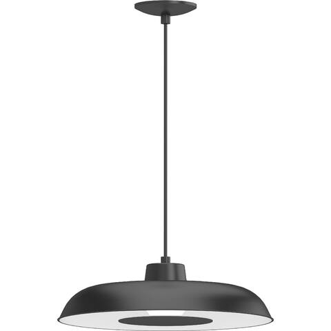 Volume Lighting 1-Light LED Sleek Black Modern Bowl Hanging Pendant