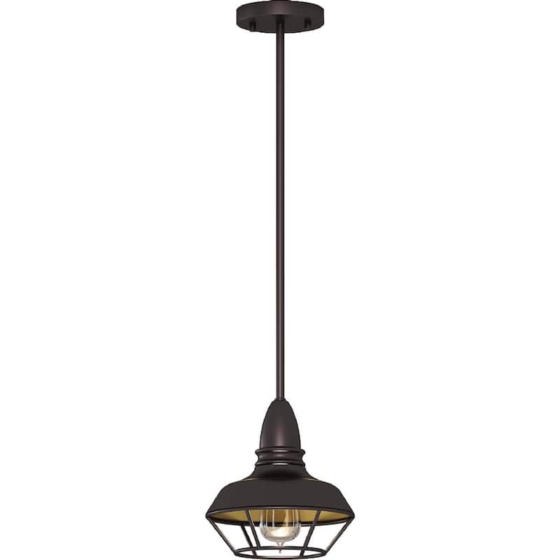 Volume Lighting 1-Light Antique Bronze Mini Downrod Pendant