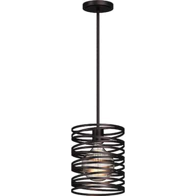 Volume Lighting 1-Light Indoor Antique Bronze Mini Cylinder Pendant - Antique Bronze