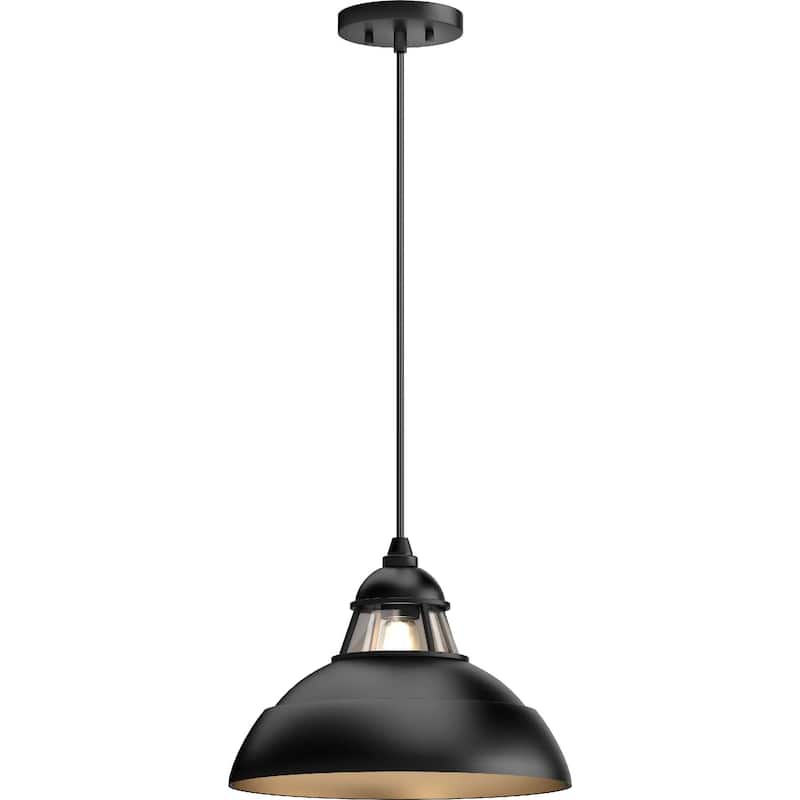 Volume Lighting 1-Light Black Hanging Pendant Bowl Clear Glass
