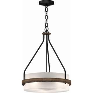 Volume Lighting Emery 3-Light Walnut Black Mini Hanging Chandelier