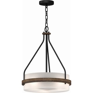 Volume Lighting Emery 3-Light Walnut Black Mini Hanging Chandelier