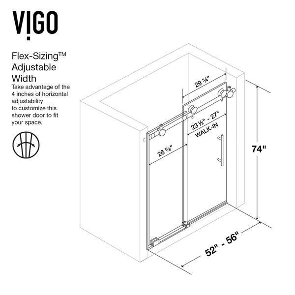 Shop Vigo 56 Inch Elan Adjustable Frameless Sliding Shower Door