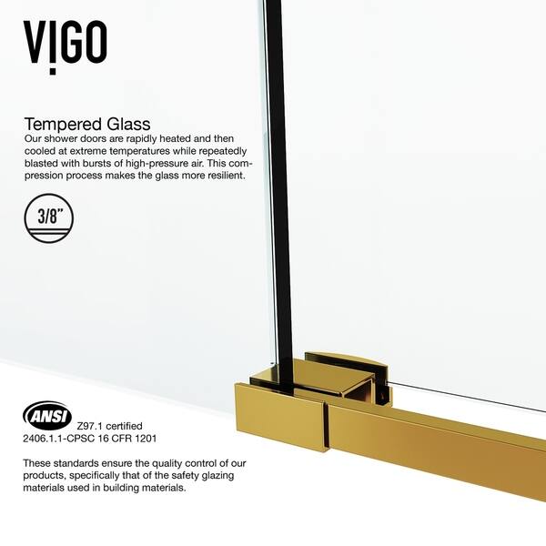 Shop Vigo 56 Inch Elan Adjustable Frameless Sliding Shower Door
