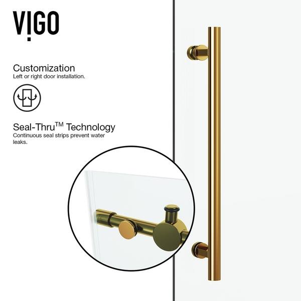 Shop Vigo 56 Inch Elan Adjustable Frameless Sliding Shower Door