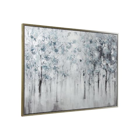 Breckin Casual Blue/Gray/White Misty Forest Trees Framed Wall Art