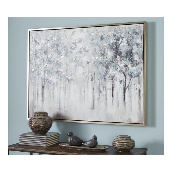 Breckin Casual Blue Gray White Misty Forest Trees Framed Wall Art Overstock Breckin Casual Blue Gray White Misty Forest Trees Framed Wall Art Overstock