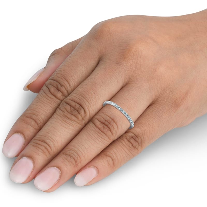 1/2 Ct Diamond Eternity Wedding Stackable Ring 14K White Gold
