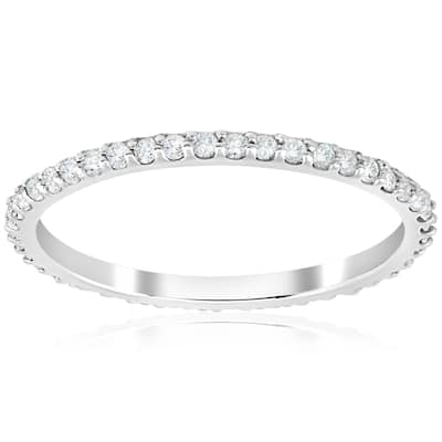 1/2 Ct Diamond Eternity Wedding Stackable Ring 14K White Gold