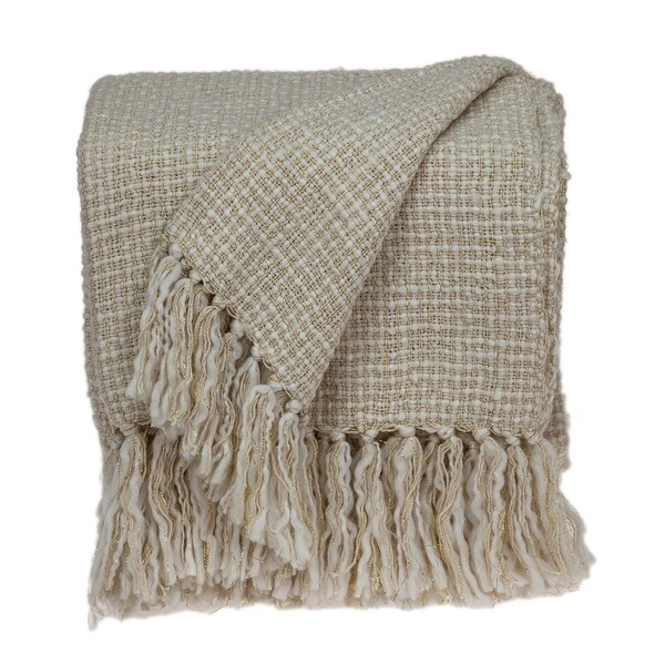 Parkland Collection Glimmer White 52" x 67" Woven Handloom Throw