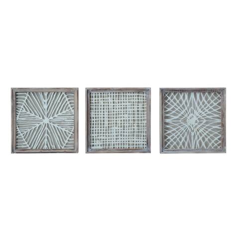 Handmade Paper Wall Decor in Wood Frame - (Set of 3 Styles)