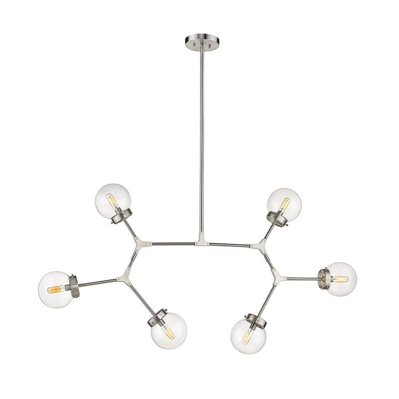 Modern Bubble Geometric Six Light Chandelier in Satin Nickel