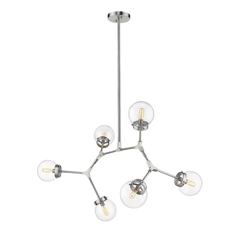 Modern Bubble Geometric Six Light Chandelier in Satin Nickel