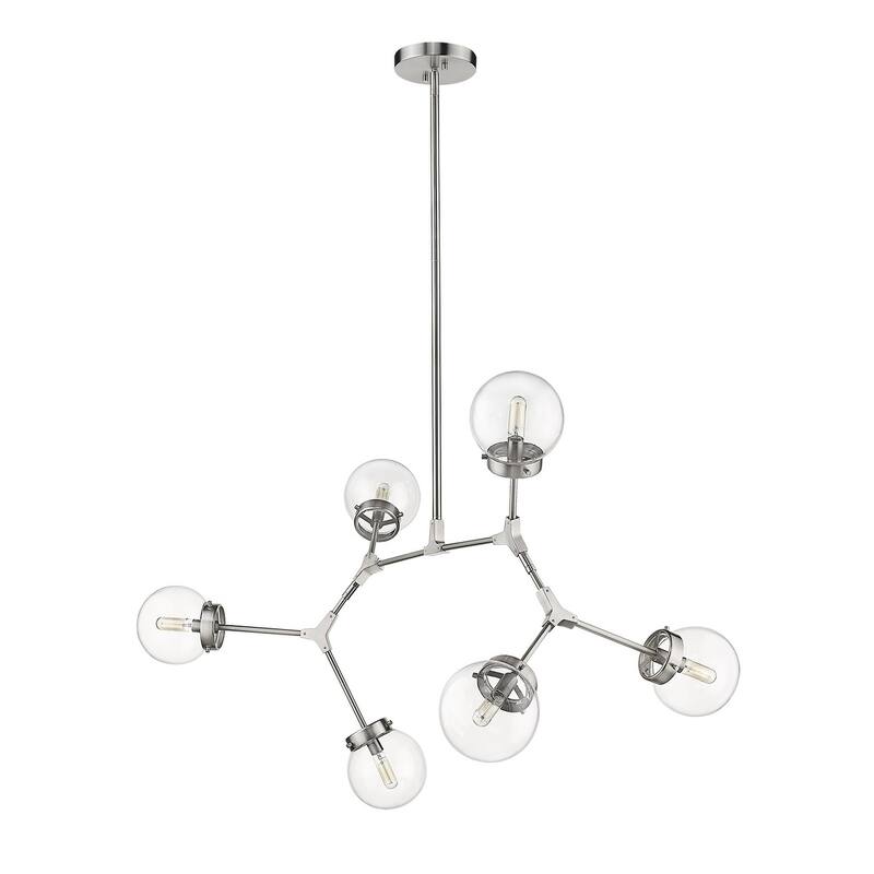 Modern Bubble Geometric Six Light Chandelier in Satin Nickel