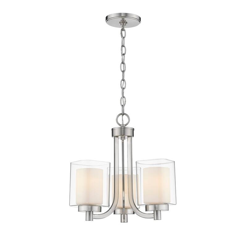 Modern Nickel Mini Chandelier Double Square glass