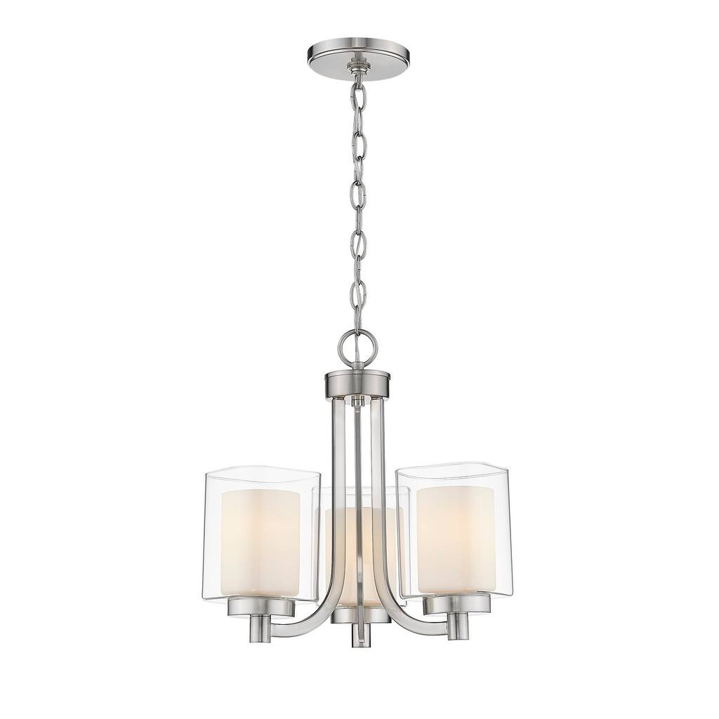 Modern Nickel Mini Chandelier Double Square glass