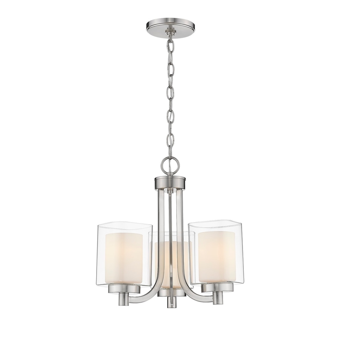 Modern Nickel Mini Chandelier Double Square glass - Satin Nickel
