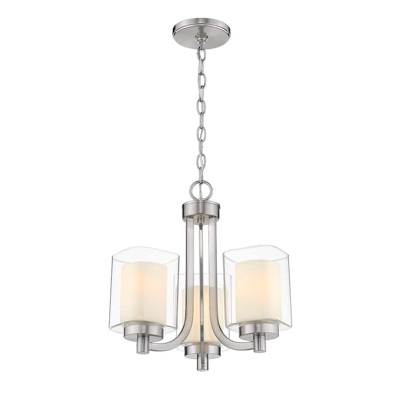 Modern Nickel Mini Chandelier Double Square glass