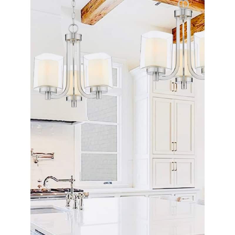 Modern Nickel Mini Chandelier Double Square glass