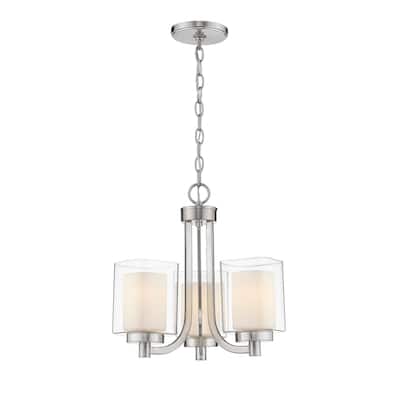 Modern Nickel Mini Chandelier Double Square glass