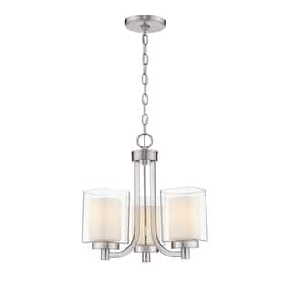 Modern Nickel Mini Chandelier Double Square glass