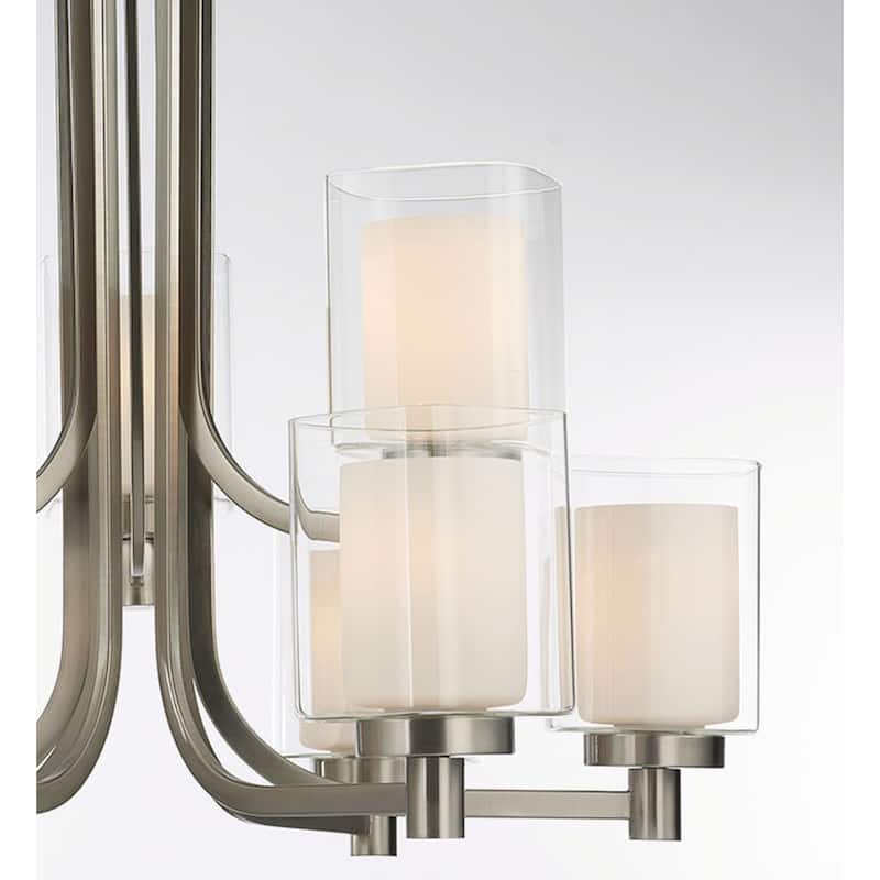 Modern Nickel Chandelier Large Foyer Double Square Glass