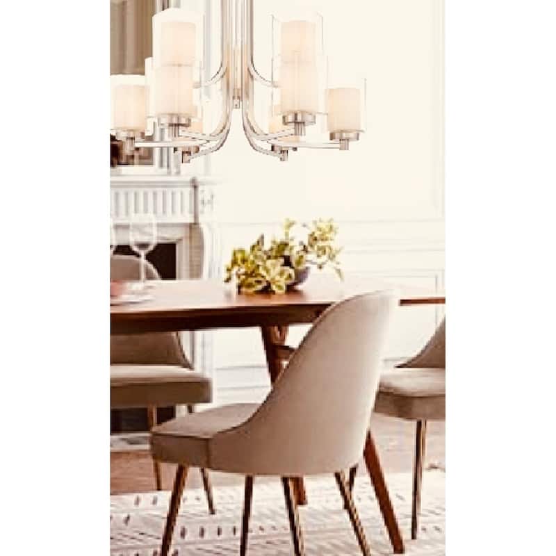 Modern Nickel Chandelier Large Foyer Double Square Glass