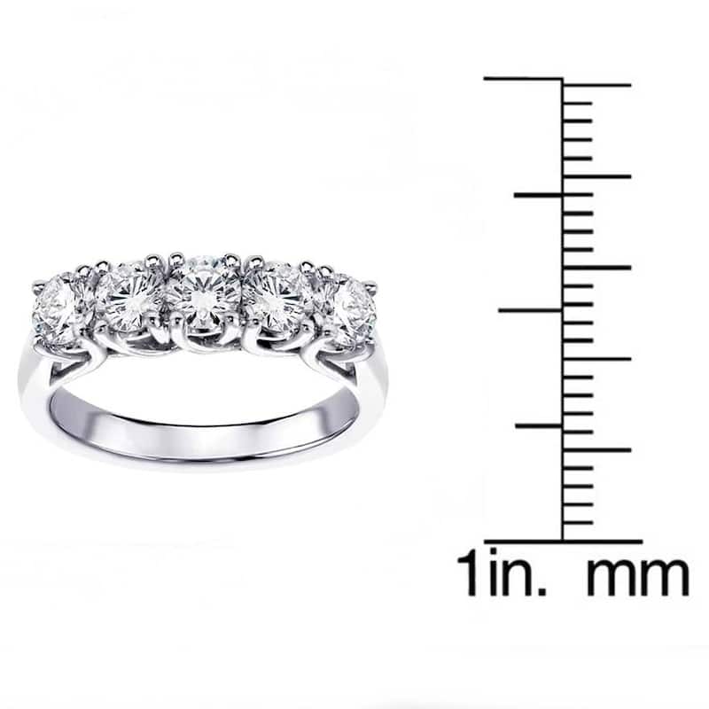 Pompeii3 14k White Gold 2ct TDW Lab Grown Diamond 5-stone Wedding Ring