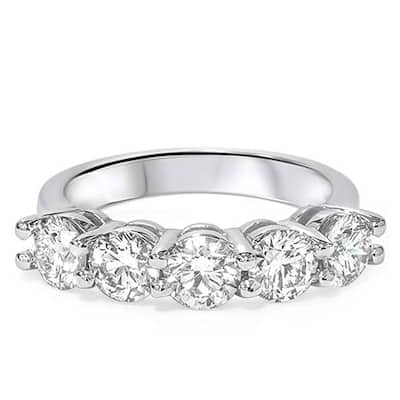 Pompeii3 14k White Gold 2ct TDW Lab Grown Diamond 5-stone Wedding Ring